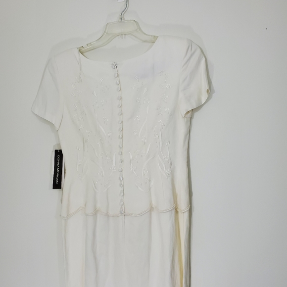 Donna Morgan Vintage Ivory Dress with Beaded front and buttoned back, Si… - Picture 7 of 14